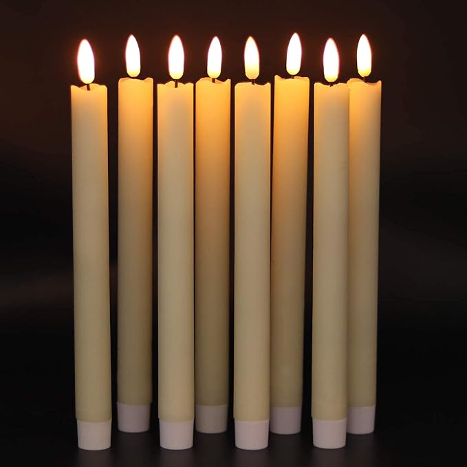GenSwin Flameless Taper Candles LED Battery Operated Remote Timer Ivory | LED - Image 3