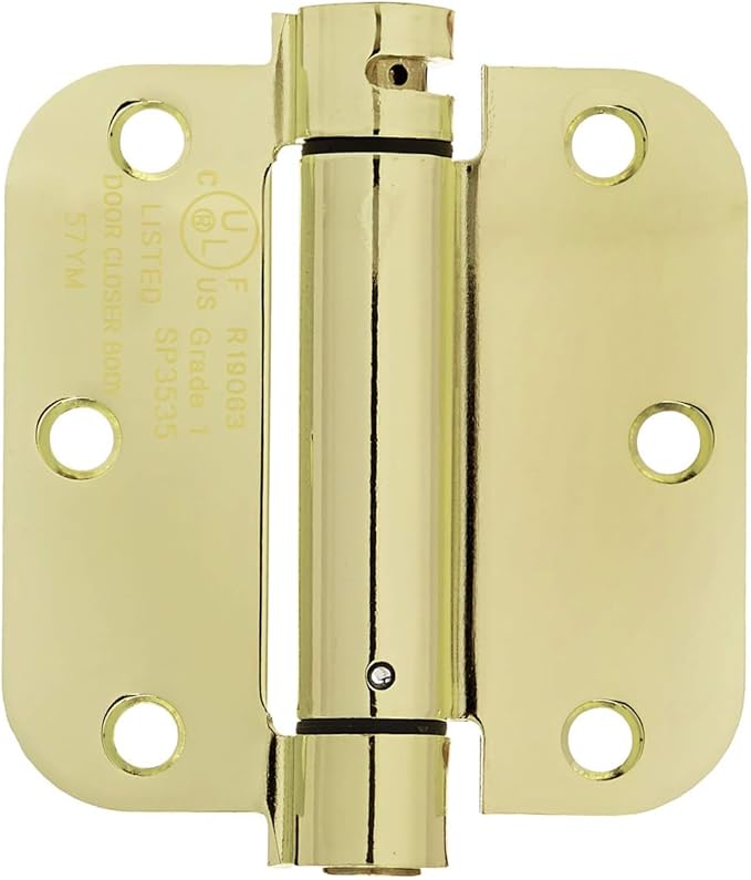 Amazon Basics Self-Closing Door Hinge, 3.5 Inch x 3.5 Inch, Polished Brass by AmazonBasics