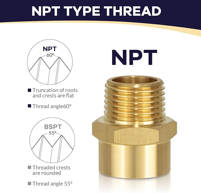 G 1/2 Female Thread to US 1/2 NPT Male Thread Brass Pipe Fitting Adapter - Image 6