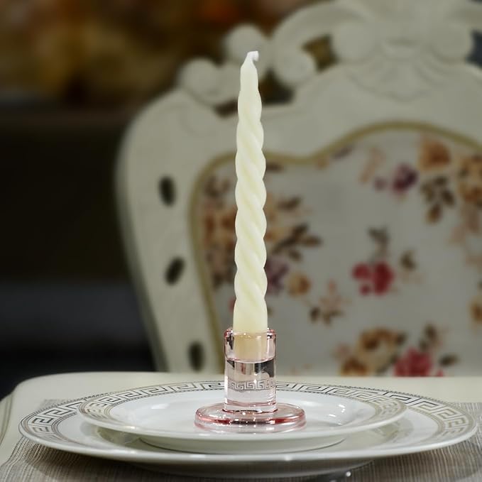 Natural Beeswax Spiral Taper Candles, 7 Inch Tall- Off White | Dripless Short - Image 6
