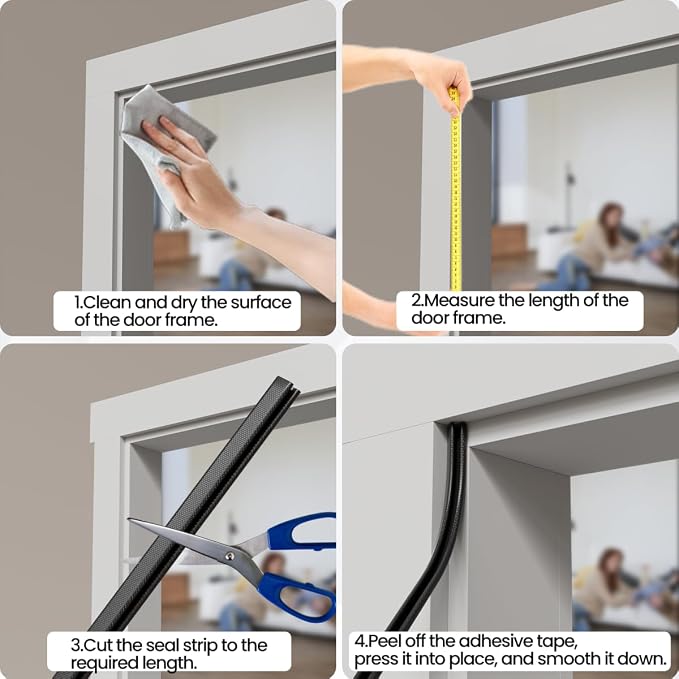 V Shape Thin Foam Weather Stripping Door Frame Seal Strip 19.7FT White | Draft - Image 9