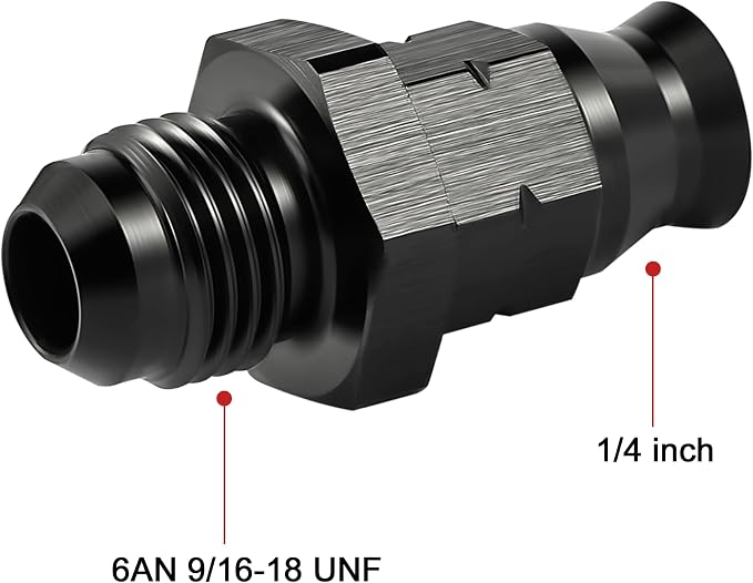 EVIL ENERGY 6AN Male to 1/4" Hardline Compression Fitting Adapter Aluminum Black - Image 2