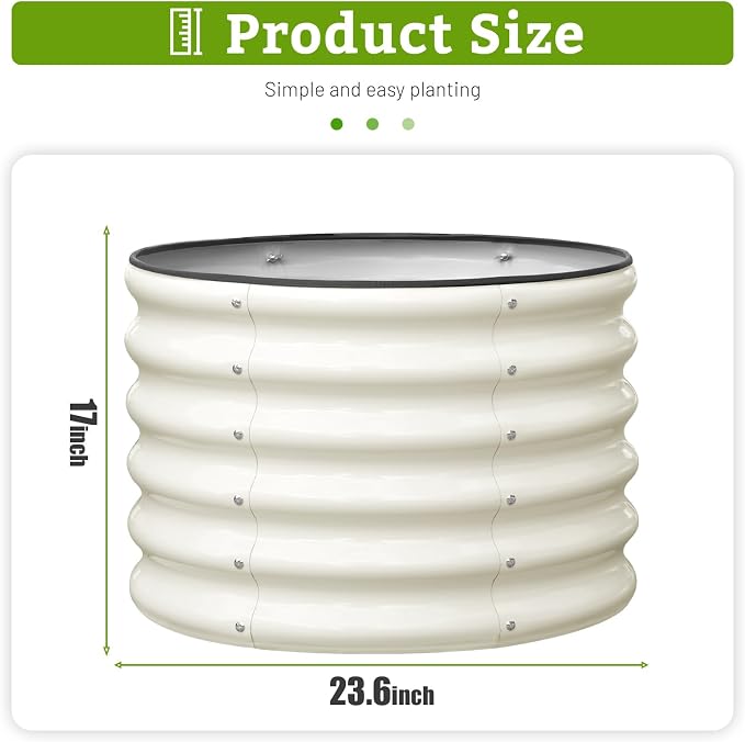 Raised Garden Bed, 2×2×1.5ft Round Galvanized Outdoor Planter Box - Image 5