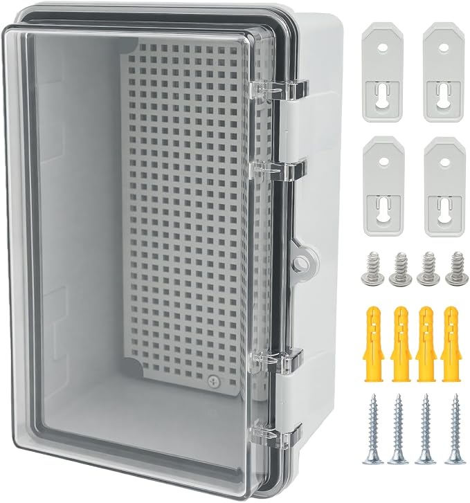 Junction Box, Hinged Grey Clear Cover IP67 Waterproof ABS Project Box by Otdorpatio
