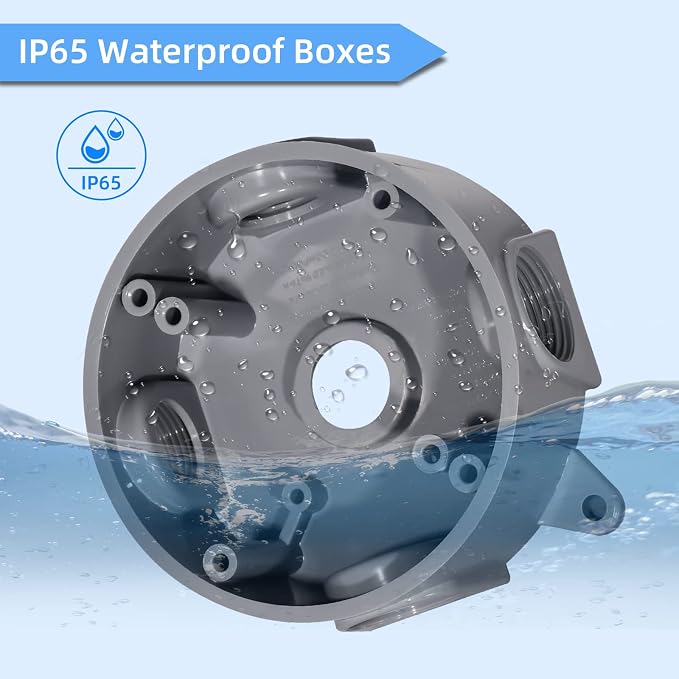 Round Electrical Outlet Box, Weatherproof 5 Hole-1/2 or 3/4 in Electrical - Image 4