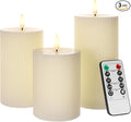 Ribbed Flameless Pillar Candles Battery Operated by CandlesDecorYourHoliday