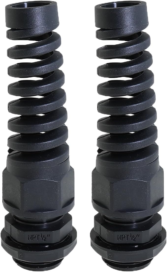 Heyous 2PCS NPT 1/2 Inch IP68 Waterproof Cable Gland Bend Relief Spiral Strain by heyous