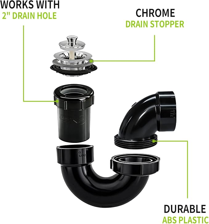 Lesso 1-1/2 Inch DWV ABS Undersink P Trap - Image 3