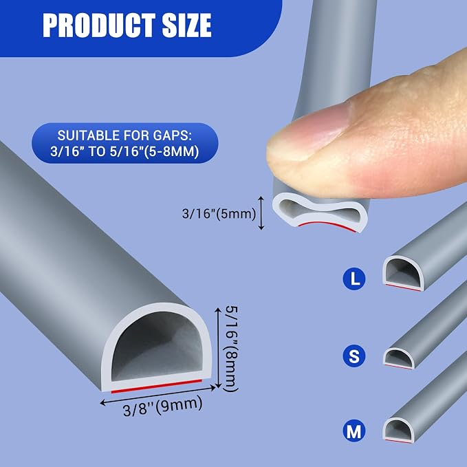 Weather Stripping Door Seal, Self Adhesive Silicone D Shaped Weather Strip - Image 2