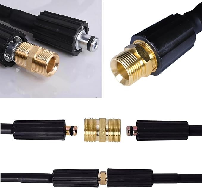 Pressure Washer Coupler ZZLZX Metric M22 15mm Male Thread to M22 14mm Male - Image 5