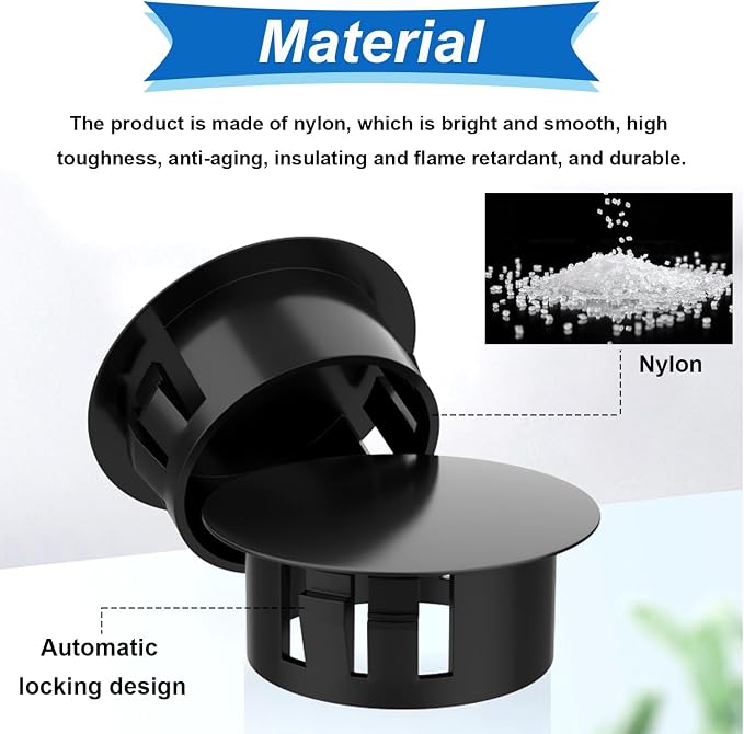 Tnisesm 135Pcs 8 Sizes Nylon Plastic Hole Plugs Black 1/4" 5/16" 3/8" 1/2" 5/8" - Image 3