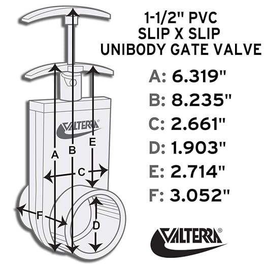 Valterra 2101X PVC Gate Valve, 1-1/2" Inner Diameter, 1.9" Outer Diameter - Image 2