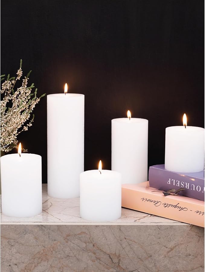 Assorted Pillar Candles Set of 3 – Sizes 3", Rustic Finish - Image 6