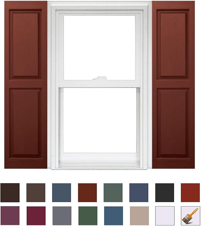Homeside Raised Panel Vinyl Shutter 1 Pair 14-1/2in. x 67in. 044 Cranberry - Image 2