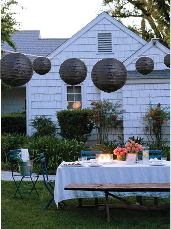 BEISHIDA Black Paper Lanterns 10Pcs 4/6/8/10/12 Inch Round Chinese Lamp | Paper - Image 4