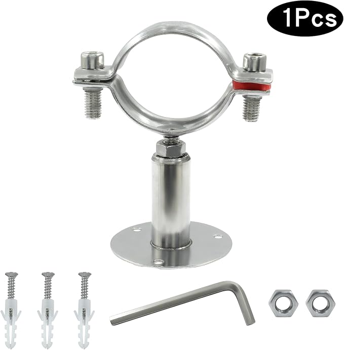 1 Pcs 1inch Adjustable Ceiling Pipe Support Stainless Steel Bracket | OD Pipe - Image 2