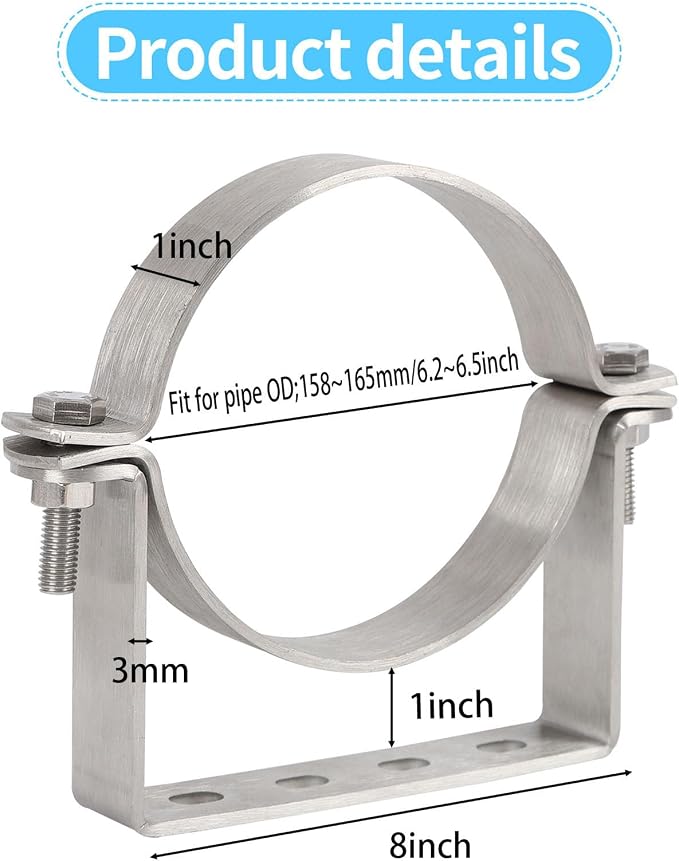 6 Inch Chimney Systems Bracket, 304 Stainless Steel Rigid Split Ring Hanger - Image 3