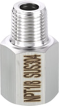 1 Pack 304 Stainless Steel FeMale to Male Adapter, 1/8" FeMale NPT x 1/8" Male by Rebower