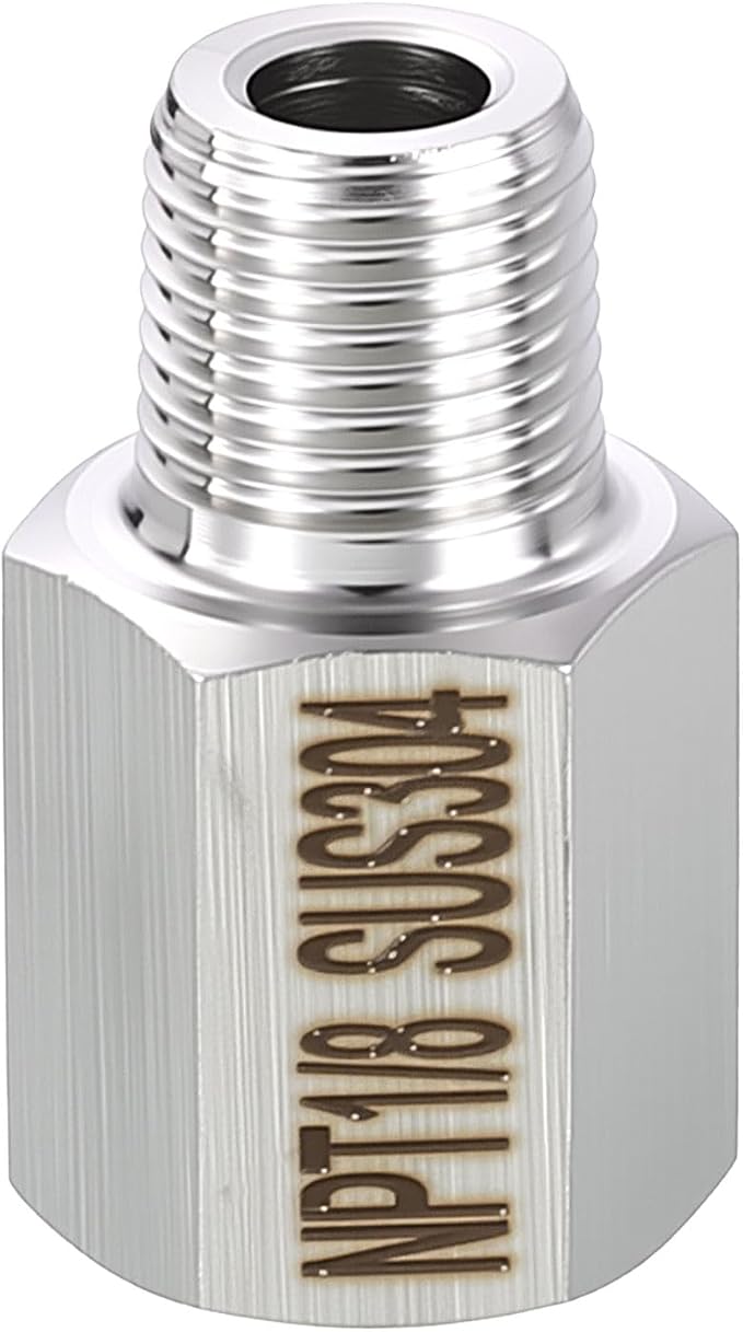 1 Pack 304 Stainless Steel FeMale to Male Adapter, 1/8" FeMale NPT x 1/8" Male by Rebower