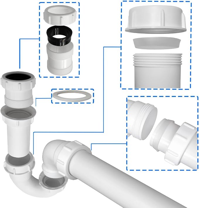 P Trap for Bathroom Sink Drain Pipe Kit 1-1/2" or 1-1/4" Sink Trap – - Image 6