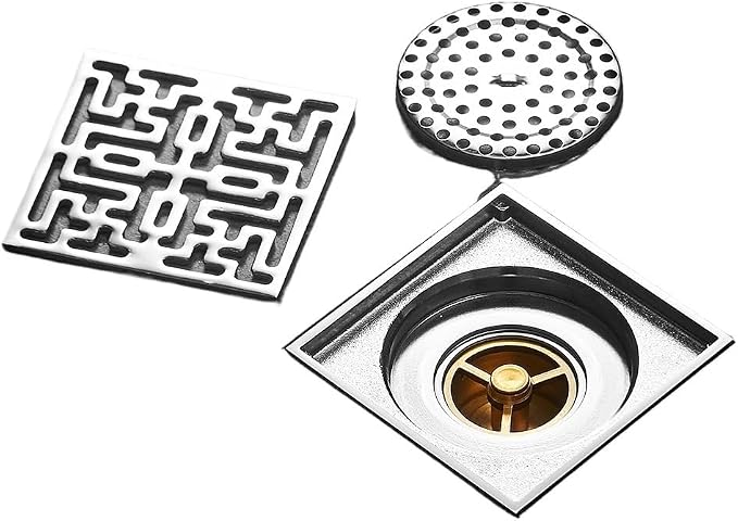 1pc Silver Square Floor Drain 10 * 10cm - Image 3