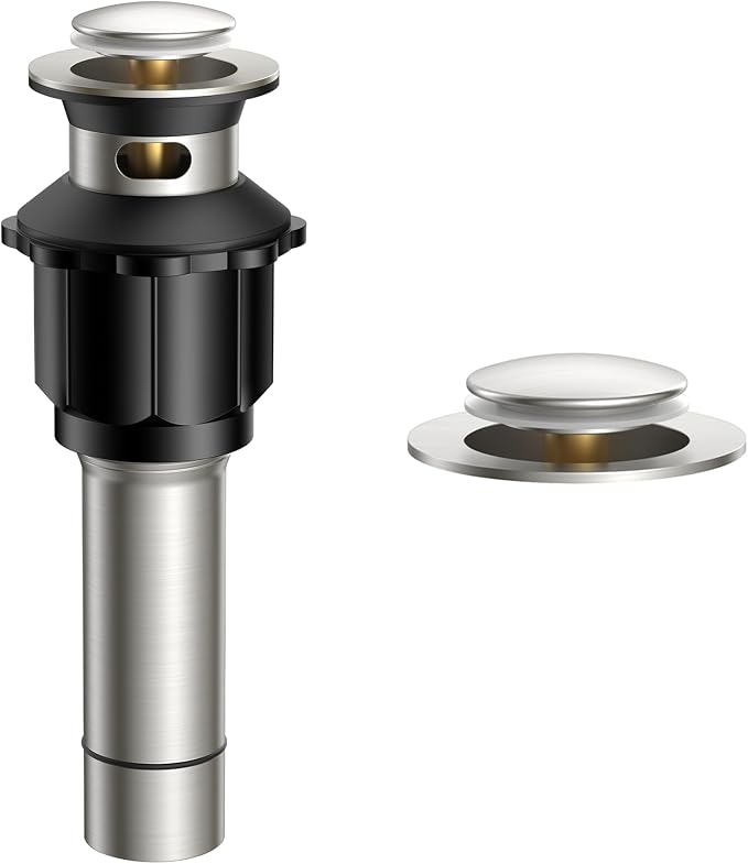 FORIOUS Sink Drain with Overflow, Brushed Nickel Pop Up Drain with Stopper by FORIOUS