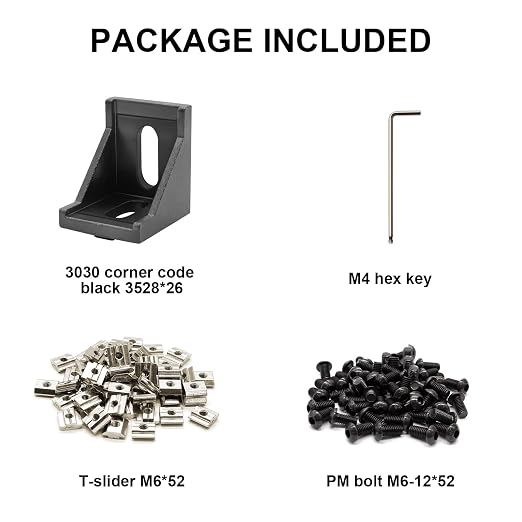 24pcs 3030 Aluminum Extrusion Corner Bracket Black - Image 3
