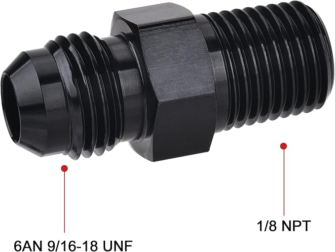 EVIL ENERGY 6AN Male Flare to 1/8" NPT Pipe Fitting Adapter Aluminum Straight - Image 2