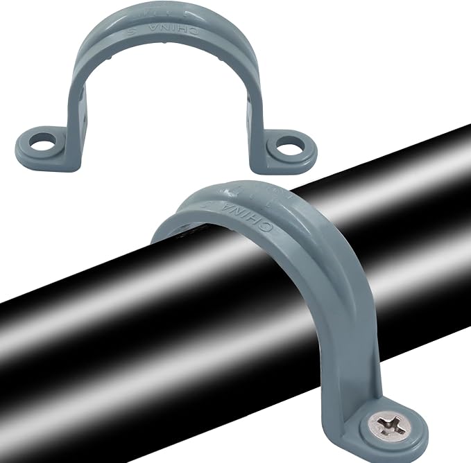 1-1/4 Inch PVC Pipe Strap, 12 Pack | 2-Hole, Plastic Conduit Clamp, Pipe - Image 5