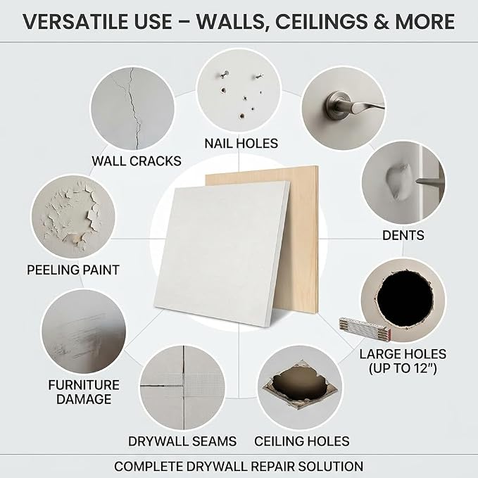 Drywall Repair Kit，34 Pcs 12x12inch Wall Patch Kit - Image 2