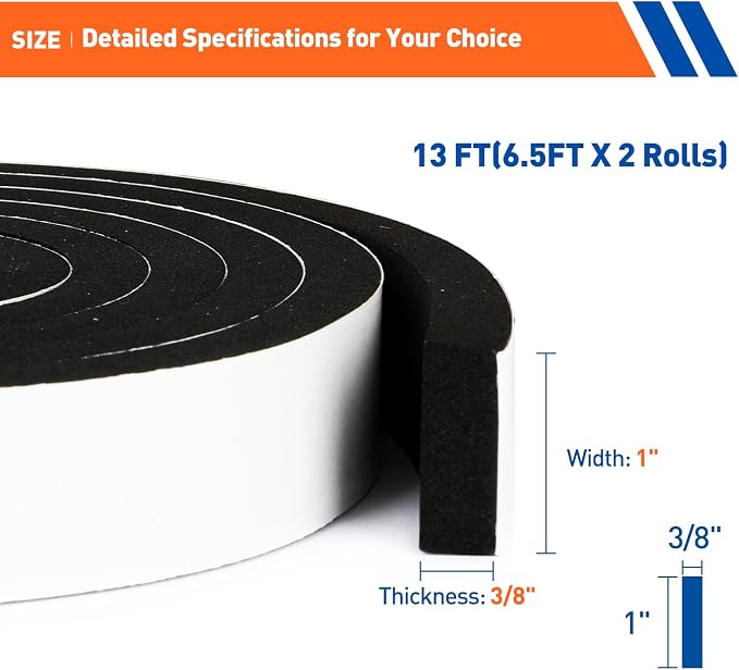 MAGZO 1in Wide X 3/8in Thick Foam Gasket Tape | Closed Cell CR Neoprene Weather - Image 2