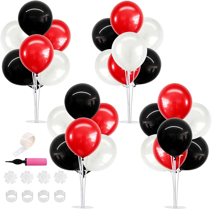 TONIFUL 4 Set Black Red White Balloon Stand Balloon Centerpieces by TONIFUL