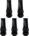 5Pcs NPT 1" IP68 Waterproof Cable Gland Flex Spiral Strain Relief Black Nylon by LeMotech