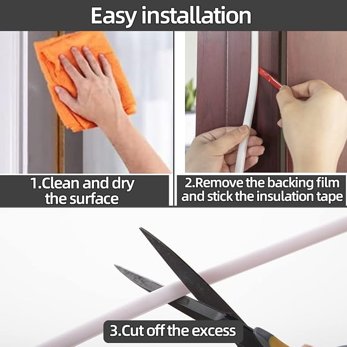ESUFEIR 49Feet Door Weather Stripping Door Seal Strip, Self-Adhesive Rubber - Image 5