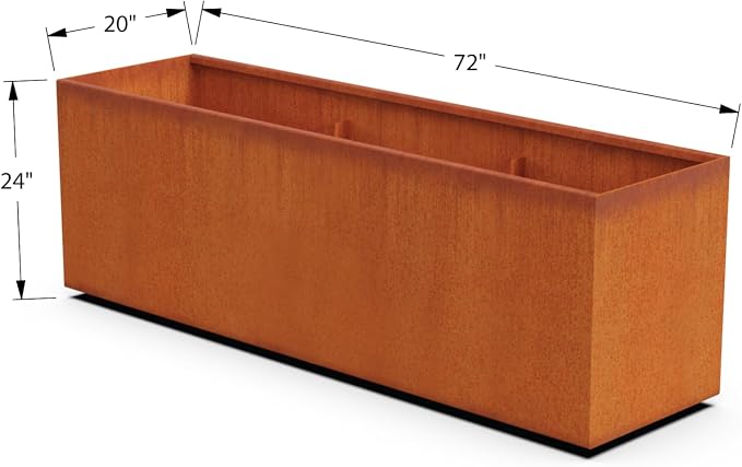 Large Rectangular Planters for Outdoor Plants | 72 Inch Corten Steel Planter & - Image 5