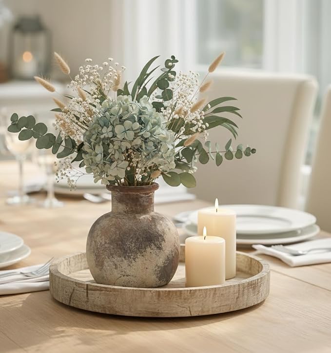 SIDUCAL Ceramic Rustic Farmhouse Vase | 6 Inch Pottery Decorative Flower - Image 7