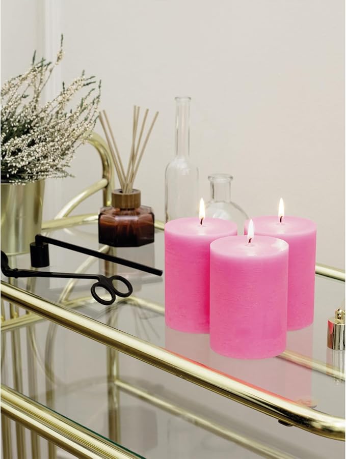 3x4 Pink Pillar Candles Set of 3 - Image 6