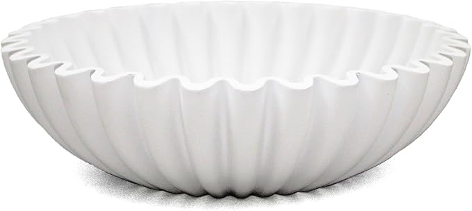 LIN CHUAN Ruffle Decorative Bowl, Large Fruit Bowl, and tables. Durable resin by LINCHUAN