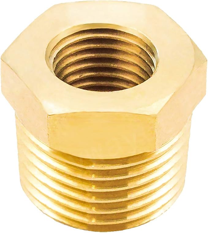 Joywayus 5Pcs Brass Reducing Hex Bushing 1/2" NPT Male to 1/4" NPT Female | - Image 3