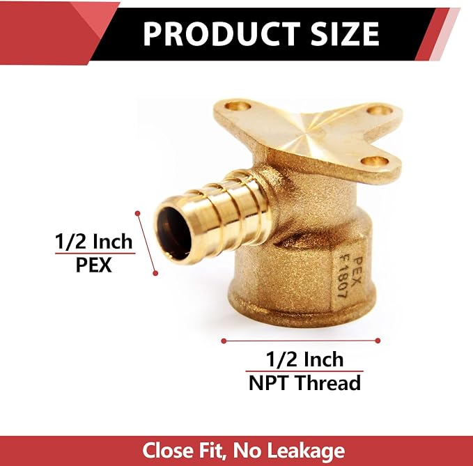 Pex Fitting 1/2 Inch x 1/2 Inch Female NPT Drop-Ear Elbow Brass, | PEX Brass - Image 2