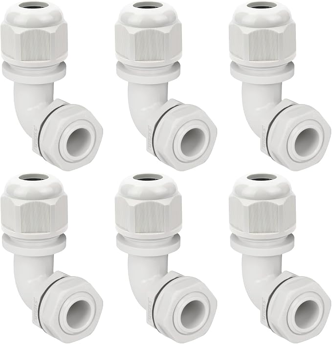 M16 Cable Gland, 90 Degree Adjustable 6-10mm Strain Relief, Cord Connectors by LeMotech