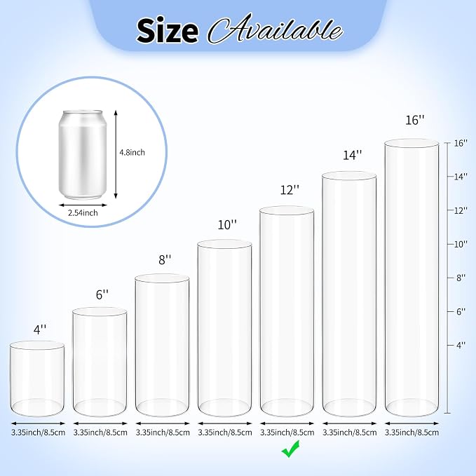 12Pack Glass Cylinder Vases for Centerpieces - Image 3