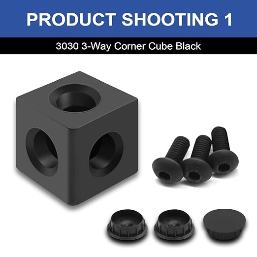 12pcs 3030 3-Way Corner Cube 3030 Extrusion Hardware Black | T-Slot V-Slot - Image 5