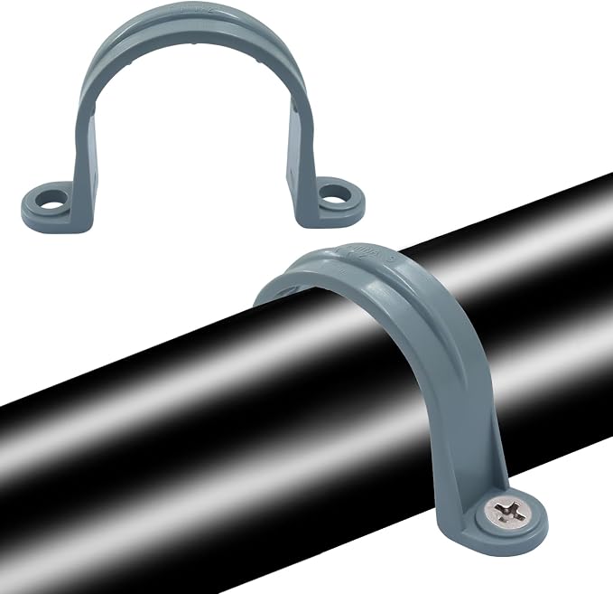 1-1/2 Inch PVC Pipe Strap, 12 Pack | 2-Hole, Plastic Conduit Clamp, Pipe - Image 5