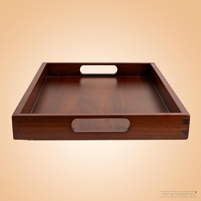 Acacia Wood Serving Tray with Handles, 17.5x12 – Decorative Serving Trays - Image 4