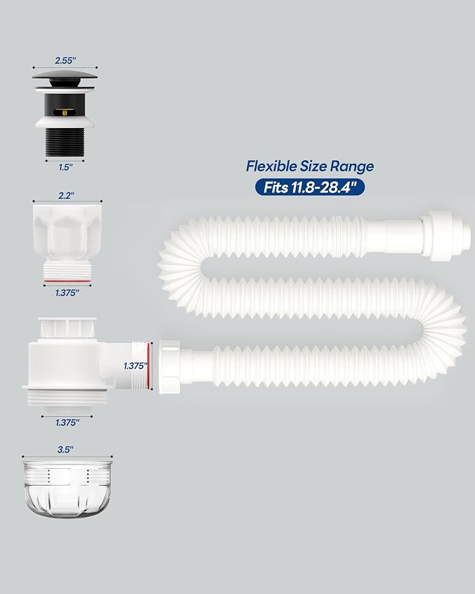 BOTEMY 1 1/2" Bathroom Sink Drain Kit - Image 7