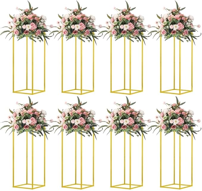 23.6inch 8 pcs Column Vases Gold Centerpieces by MEISHAONV