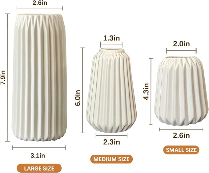 Ceramic Vases Set of 3-White Vase - Image 4