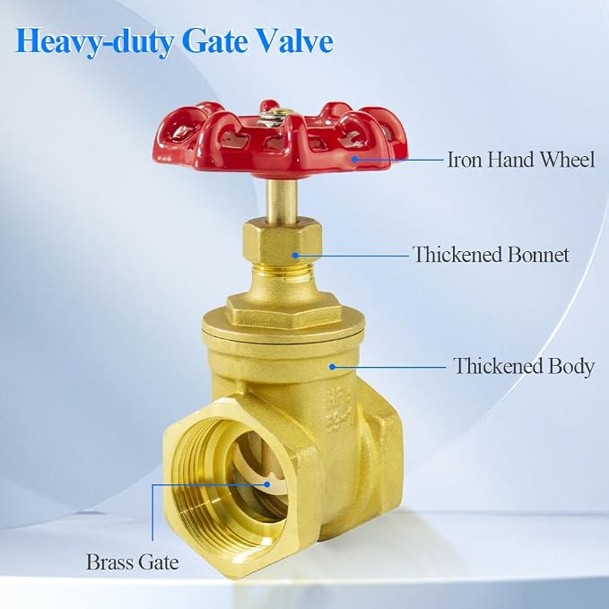 WiseWater Brass Gate Valve, 1 1/4" BSPP Rotating Sluice Valve Two-way Flow - Image 6