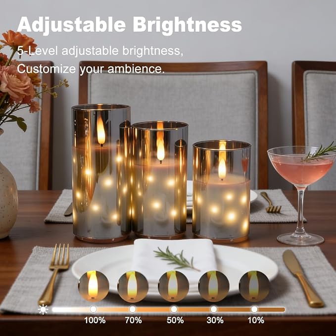 LEDHOLYT Rechargeable Glass LED Flameless Candles, Embedded Star String - Image 4